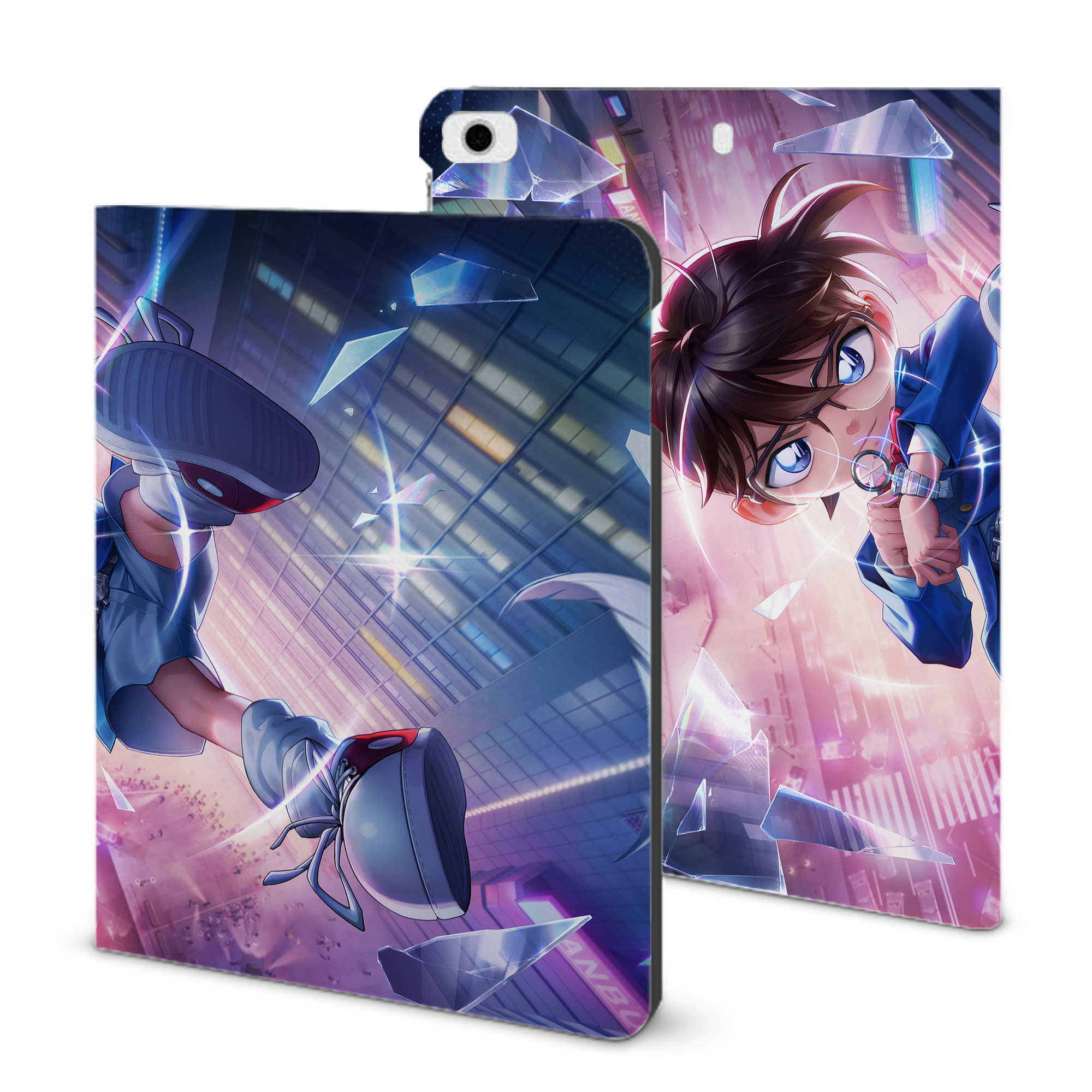 （画像用） 名探偵コナン Detective Conan IPad ケース ブック型 PUレザー TPU 耐衝撃 軽量 薄型 ペン収納なし 全面保護 IPad 各モデル対応